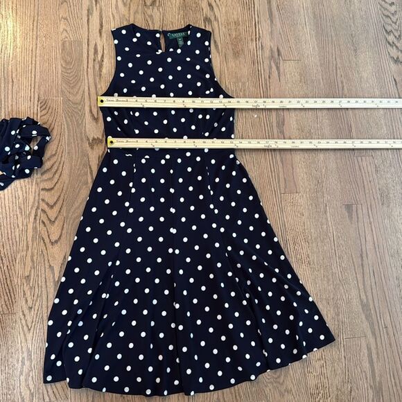 RALPH LAUREN BLUE WHITE PREPPY POLKA DOT STRETCH KNIT DRESS SIZE 6P SLEEVELESS - Picture 5 of 6